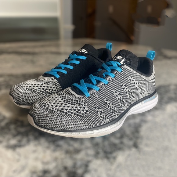 APL Sneakers Black and White with Blue Accents. Size 8.5 - Picture 1 of 14